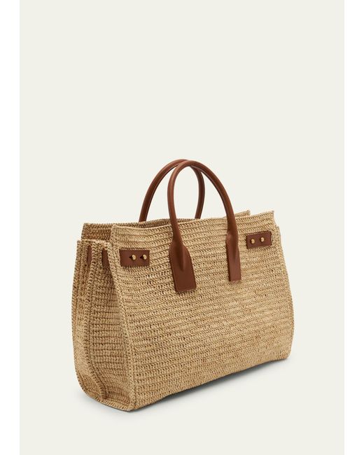 Saint Laurent Natural Sac De Jour Medium Top-handle Bag In Raffia
