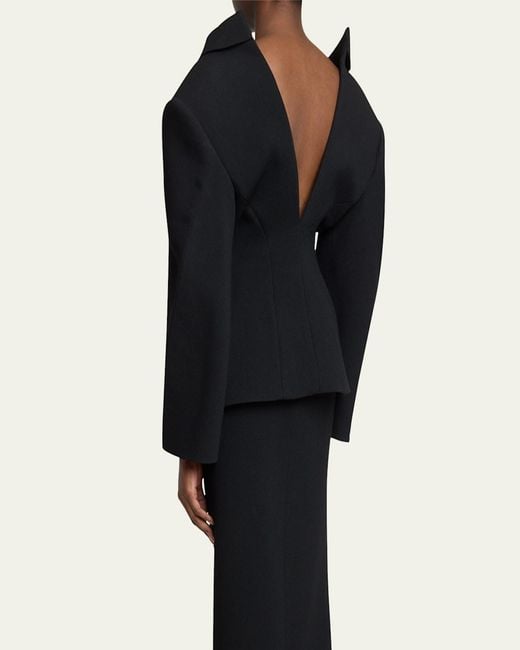 Givenchy Blue Off-The-Shoulder Double-Breasted Cocoon Jacket