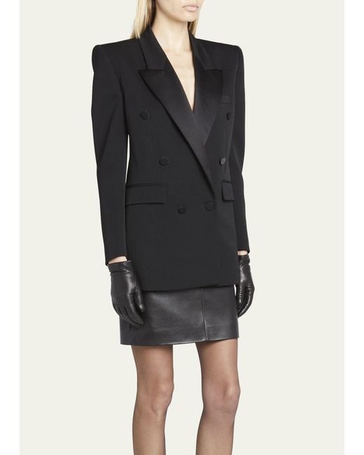 Saint Laurent Black Silk Lapel Blazer Jacket