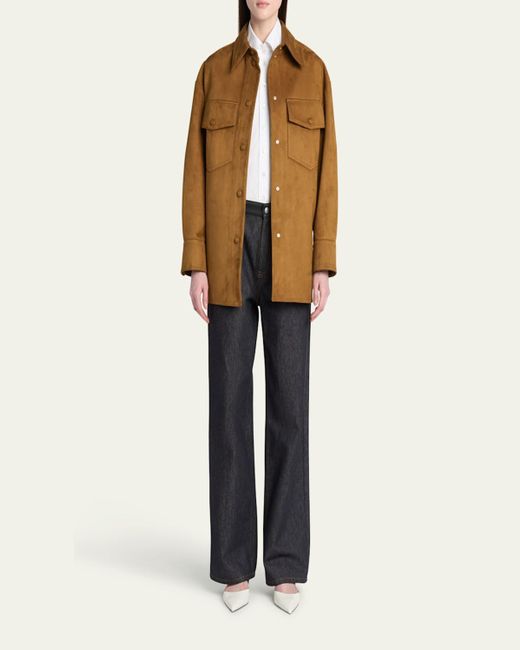 Stella McCartney Brown Long-Sleeve Alter Suede Overshirt