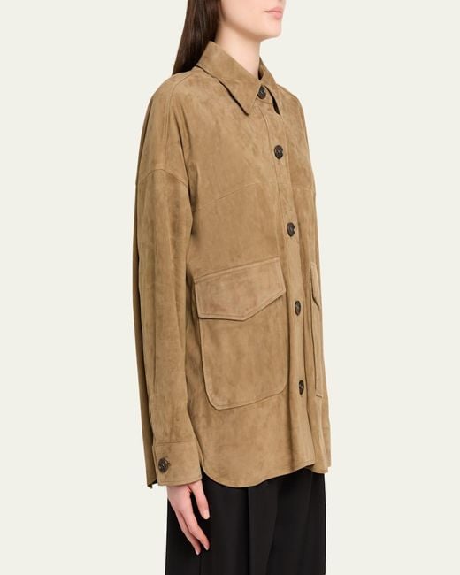 Arma Natural Kaylee Button-Down Lambskin Suede Jacket