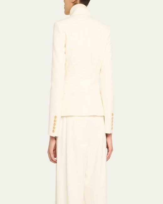 Balmain Natural Classic Double-Breasted Fitted Wool Jacket