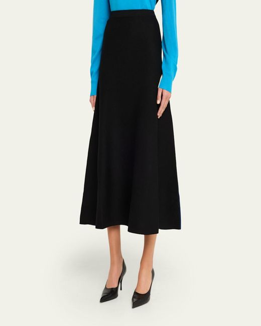 Zankov Black Zander Colorblock Mohair-Blend Midi Skirt