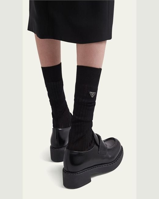 Prada Black Superfine Ribbed Socks