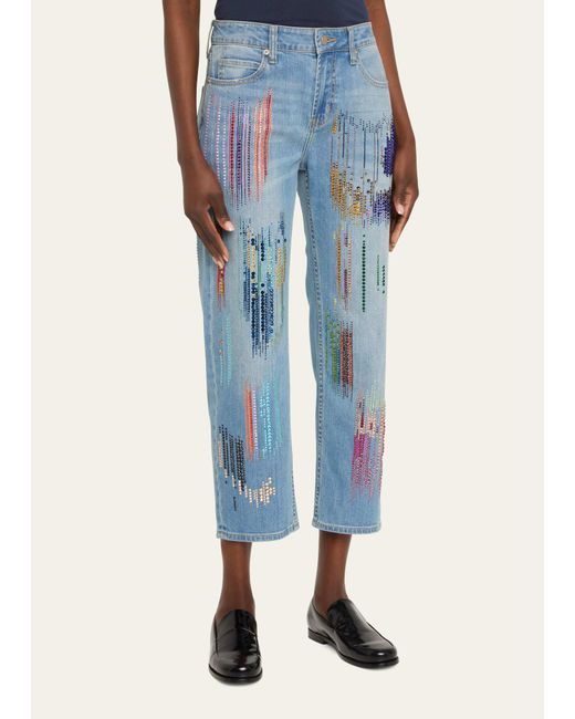 Libertine Blue Fwb Boyfriend Jeans With Crystal Detail