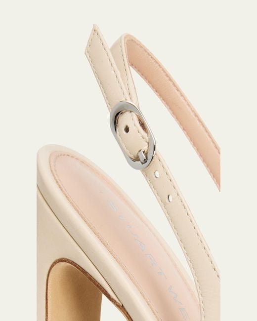 Stuart Weitzman Natural 85Mm Stassi Leather Slingback Pumps