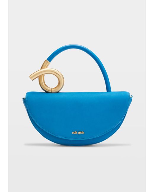Cult Gaia Blue Azariah Coil Leather Top-handle Bag