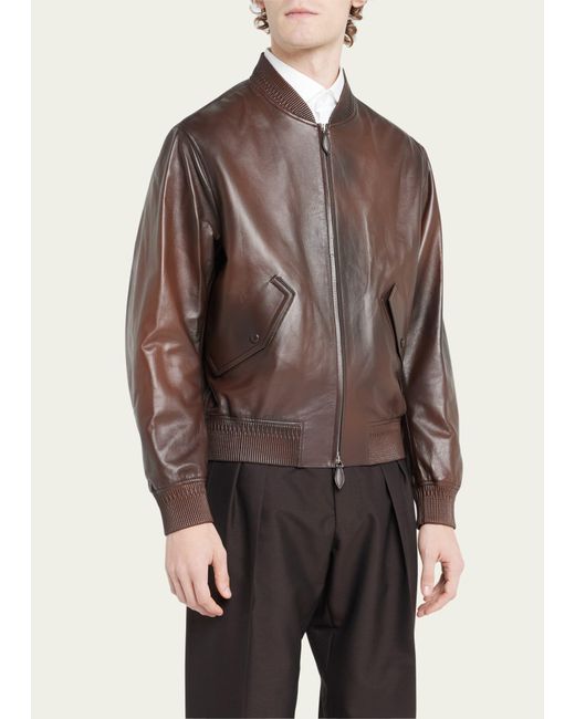 Berluti Multicolor Patina Leather Bomber Jacket for men