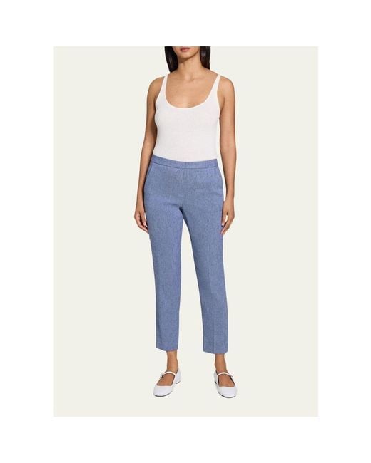 Theory Blue Treeca Pull-On Ankle Pants