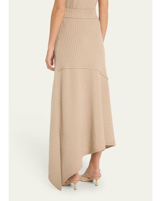 Jonathan Simkhai Natural Aloria Asymmetric Cashmere And Wool Midi Skirt