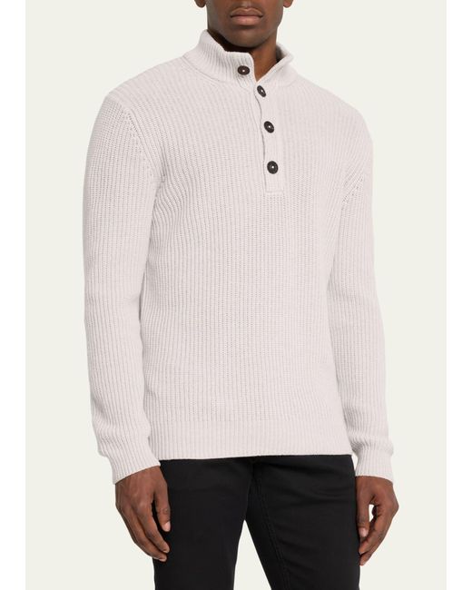 Iris Von Arnim Natural Cashmere Four-button Pullover Sweater for men