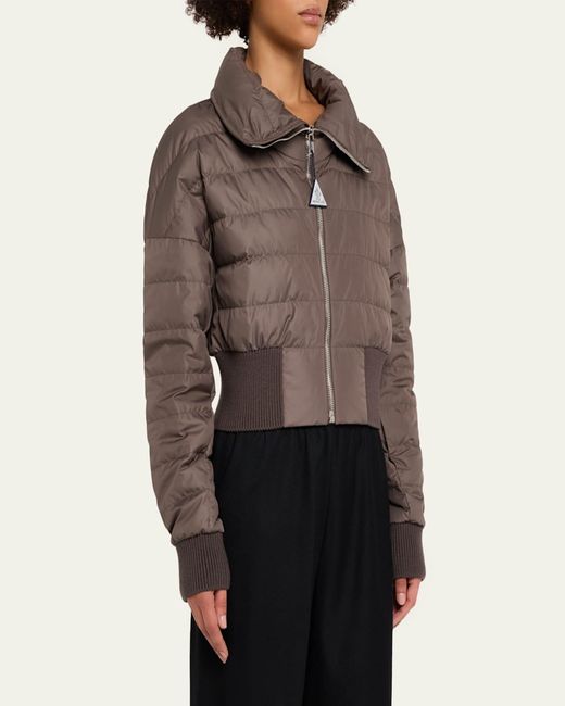Moncler Brown Funnel Neck Crop Down Jacket