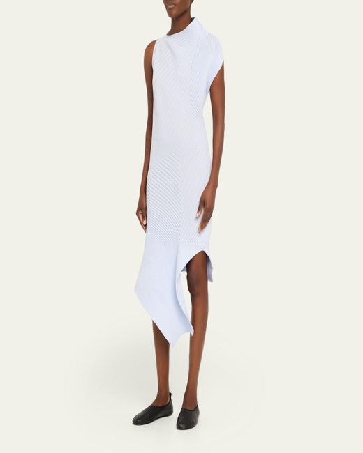 Issey Miyake White Subdued Asymmetric Dress