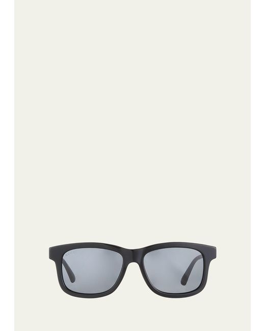 Gucci Gray Square Acetate Sunglasses for men
