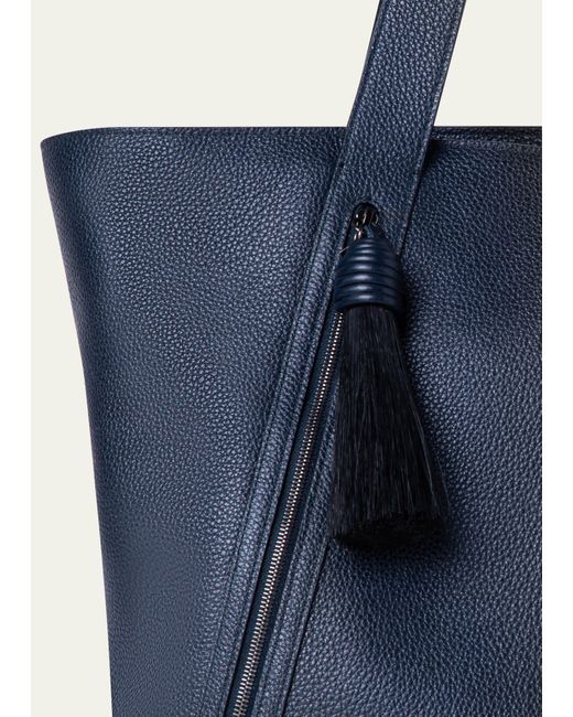 Akris Blue Alexa Zip Leather Tote Bag