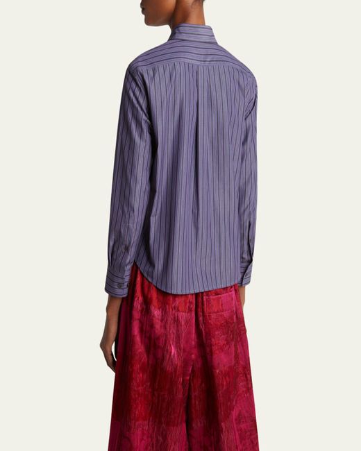 Dries Van Noten Purple Clavini Stripe Button Down Shirt