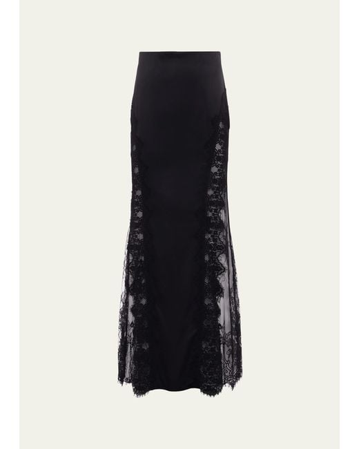 L'Agence Black Minka Silk Lace Skirt