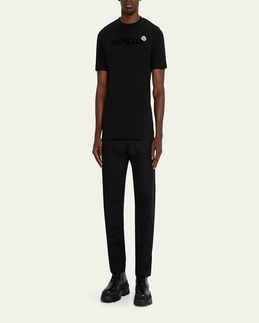 Moncler Black Logo Script Crewneck T-Shirt for men