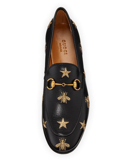 gucci jordaan star & bee leather loafer