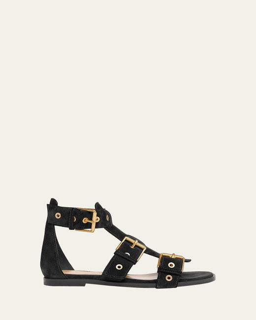 Gianvito Rossi Natural Suede Buckle And Grommet Gladiator Sandals