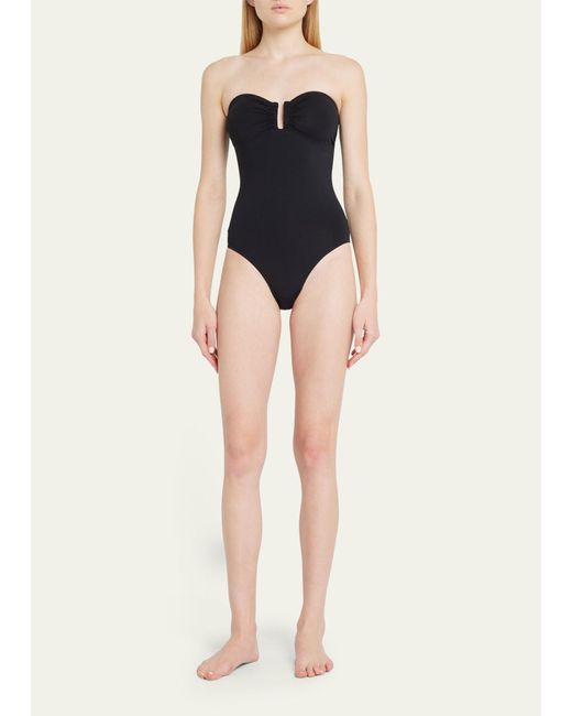Eres Blue Cassiopee Strapless U-hardware One-piece Swimsuit