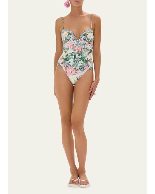 Camilla White Petal Promise Land Continuous Wire Molded One-piece Swimsuit