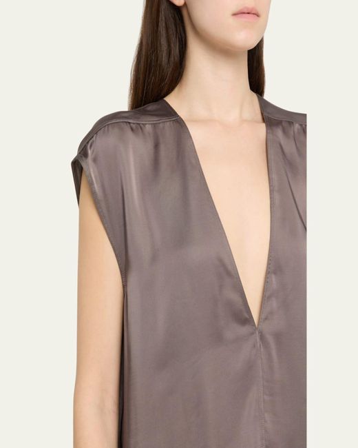 Rick Owens Gray Dylan Deep V Blouse