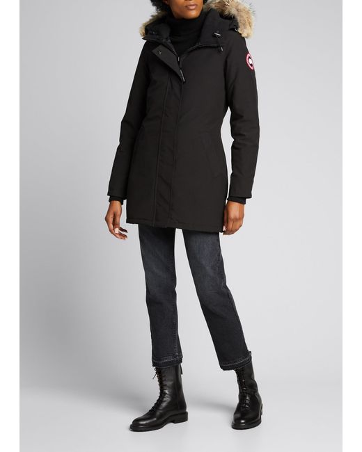 Canada Goose Victoria Fur-hood Parka Jacket in Black | Lyst