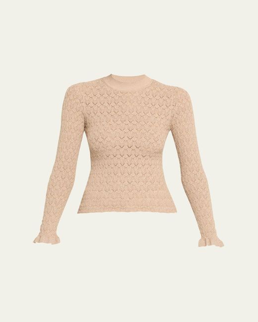 Sea Natural Ruby Crewneck Pointelle Knit Sweater