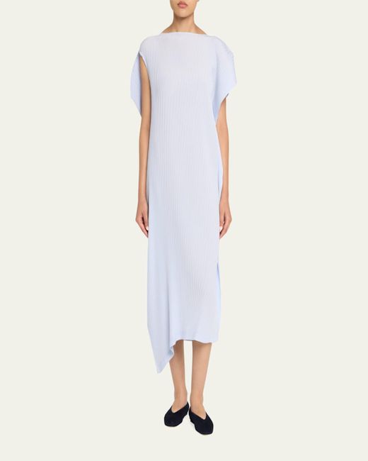 Issey Miyake White Shadow Study Pleats Solid Dress