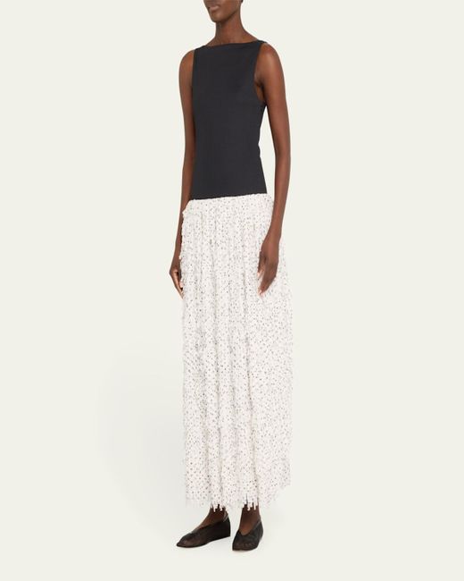 Anna Quan White Juni Fringe Drop-Waist Midi Dress