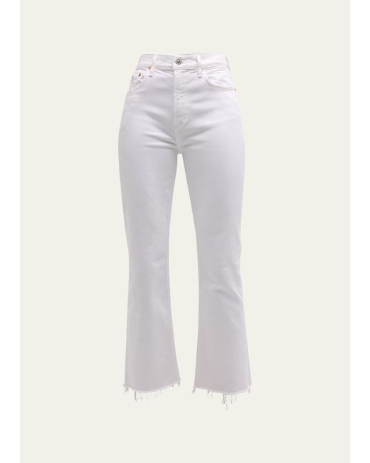 Citizens of Humanity White Isola Cropped Bootcut Fray Jeans