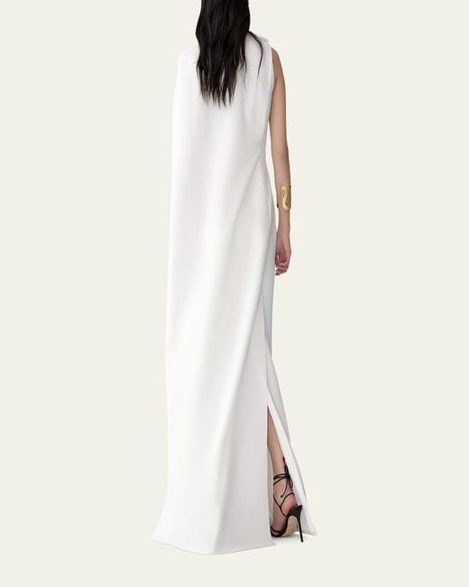 Carolina Herrera Draped Cape Column Gown in Black | Lyst