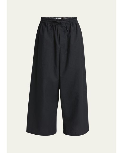 Loewe Black Cotton-blend Anagram Embroidered Cropped Trousers for men