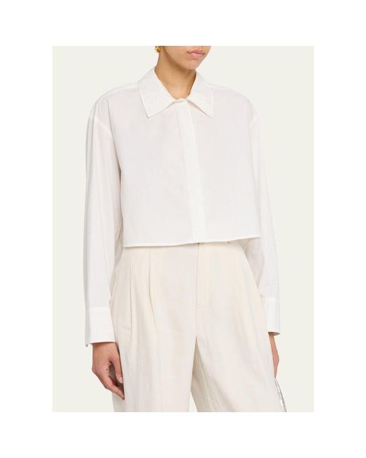 A.L.C. Natural Maude Cropped Button-Front Top
