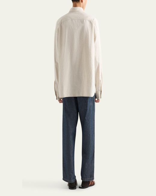 Prada Natural Boxy Chambray Button-Down Shirt for men