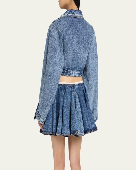 Alaïa Women's Blue Wrap Denim Cropped Asymmetric Jacket