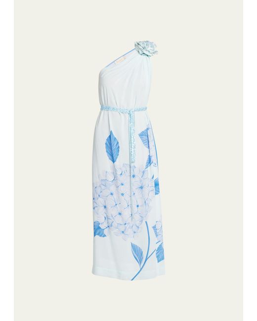 VERANDAH Blue Hydrangea-print Toga Maxi Dress