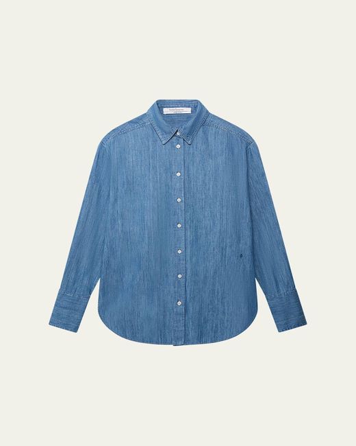 Another Tomorrow Blue Chambray Oversized Button-Down Shirt
