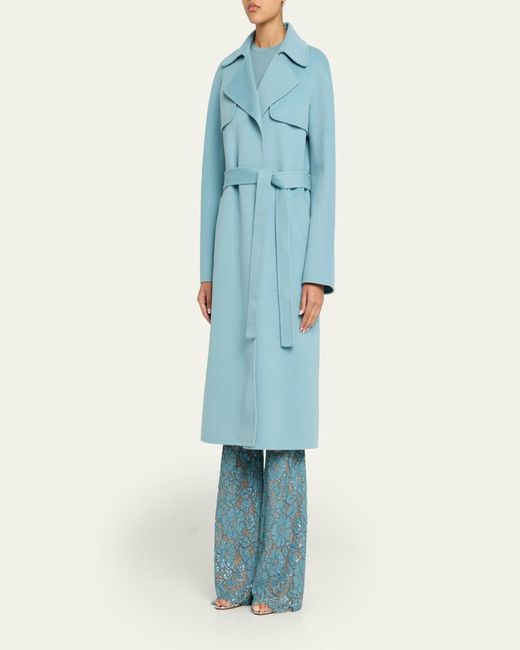 Michael Kors Blue Wrap-Front Plush Wool Coat