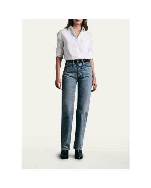 Rag & Bone White Maxine Classic Button-Front Shirt