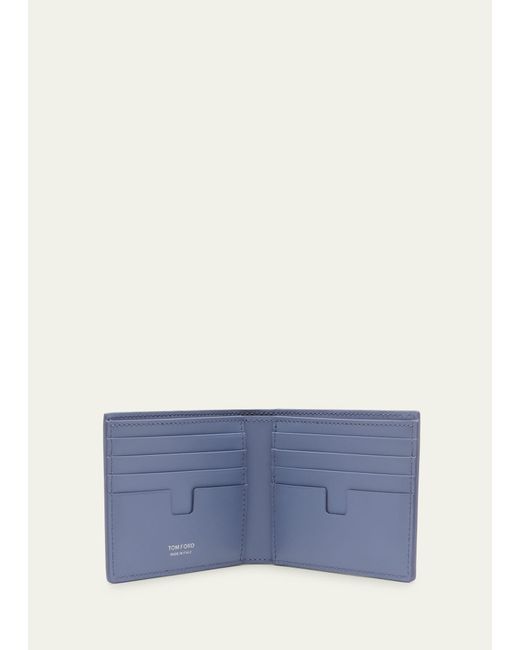 Tom Ford Blue Croc-effect Leather T Line Bifold Wallet for men