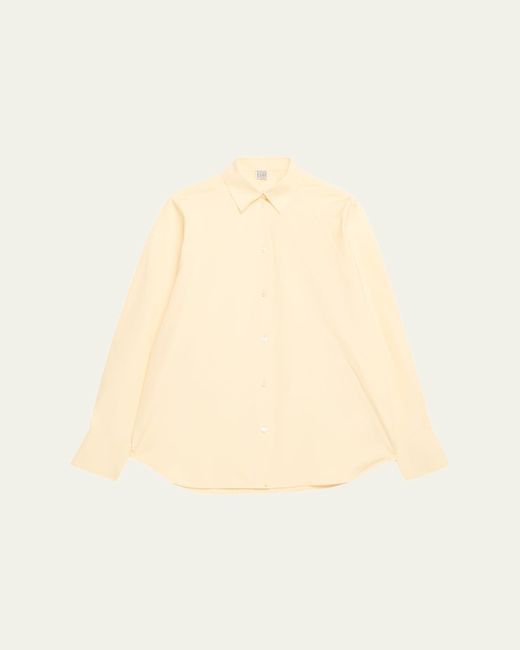 Totême  Natural Raw-Edge Raglan-Sleeve Button-Down Shirt