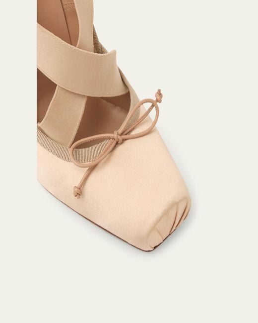 Christian Louboutin Natural 100Mm Cassiastic Satin Ballet Pumps