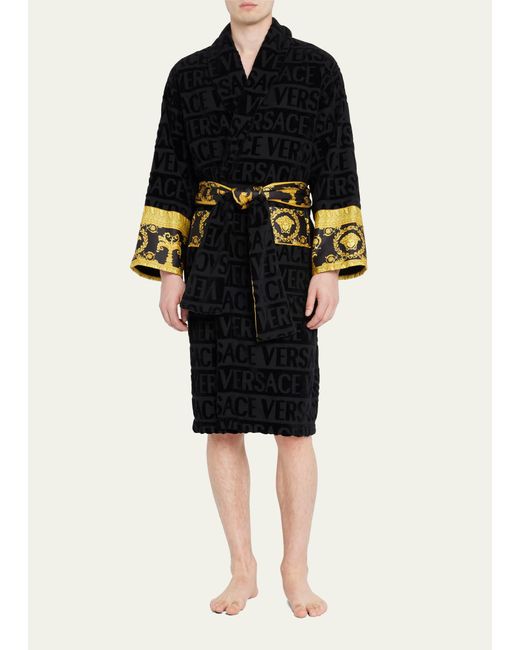 Versace Black Unisex Barocco Sleeve Robe