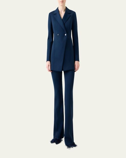 Akris Blue Duska Techno Neoprene Double-Breasted Jacket