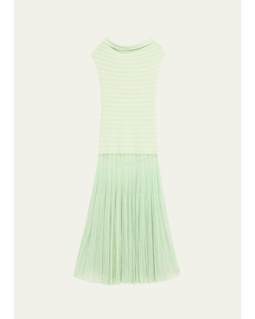 Alexis Green Marce Off-the-shoulder Pleated Knit Maxi Dress