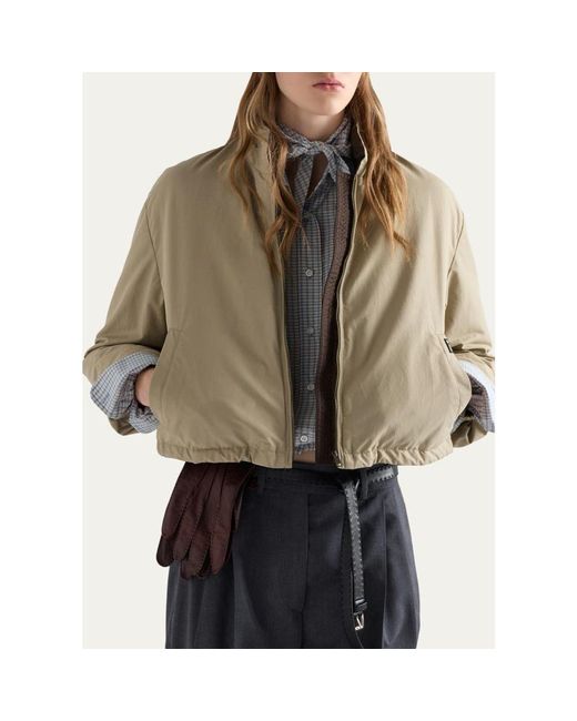 Prada Natural Drawstring-Hem Down Jacket