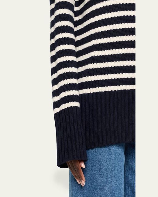 Michael Kors Blue Striped Cashmere Crewneck Sweater
