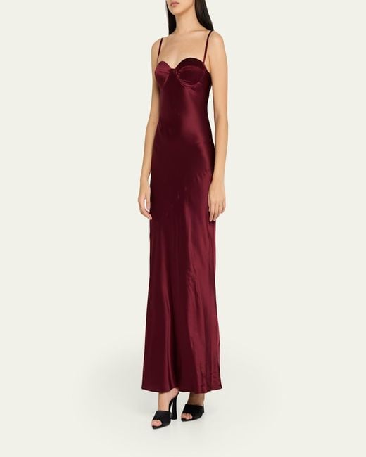 L'Agence Red Sayla Bias-Cut Silk Gown